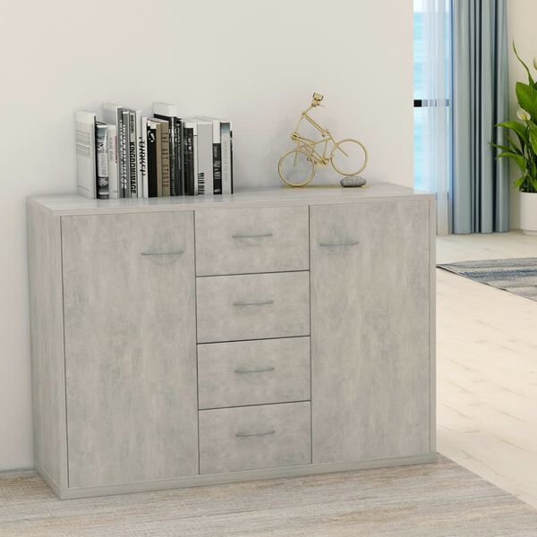 vidaXL Aparador de madera contrachapada gris hormigón 88x30x65 cm