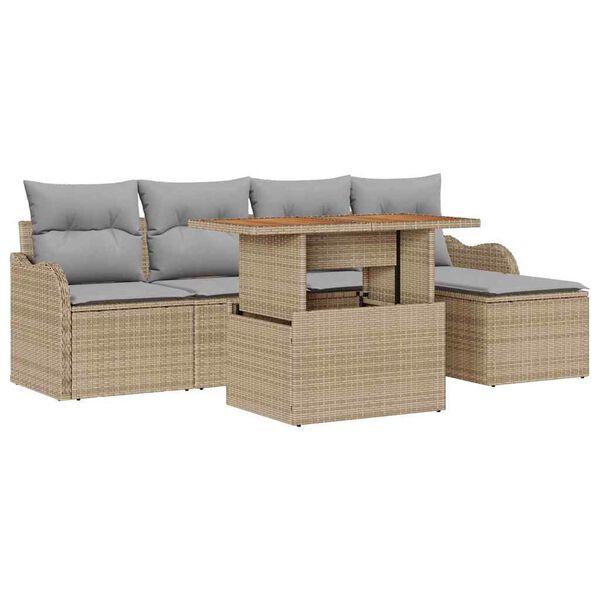 vidaXL Conjunto de sofá de jardín con cojín 6 pcs beige y gris claro