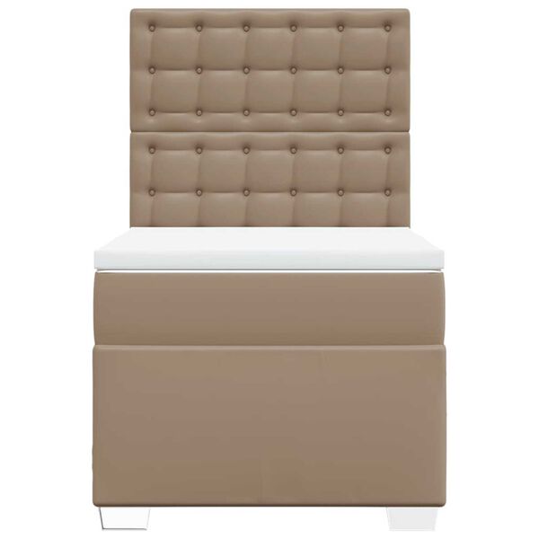 vidaXL Cama box spring con colch&oacute;n cuero sint&eacute;tico capuchino 90x200 cm