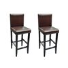 vidaXL Taburetes de cocina 2 unidades cuero sint&eacute;tico marr&oacute;n oscuro