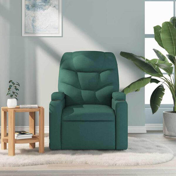 vidaXL Sill&oacute;n de masaje reclinable de tela verde oscuro