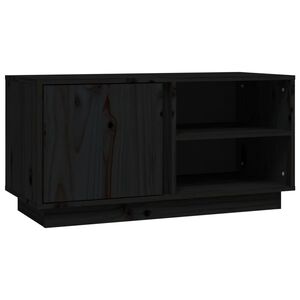 vidaXL Mueble de TV madera maciza de pino negro 80x35x40,5 cm