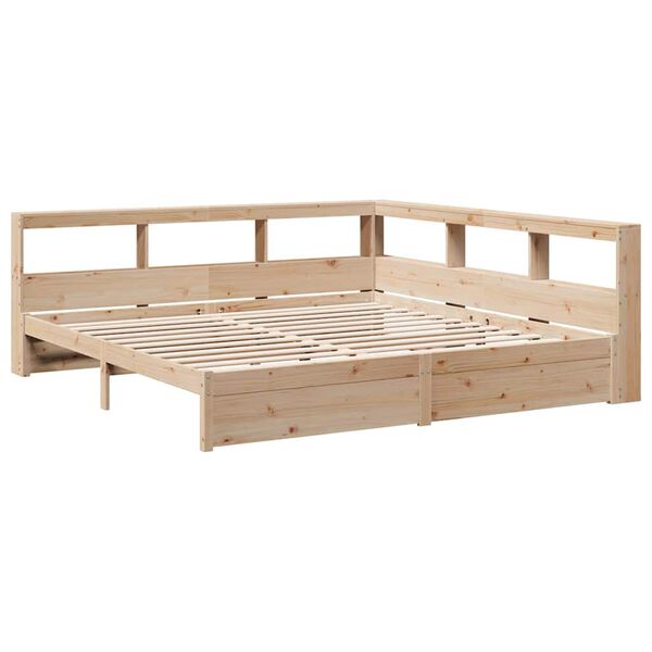 vidaXL Cama con estanter&iacute;a sin colch&oacute;n madera maciza de pino 180x200cm