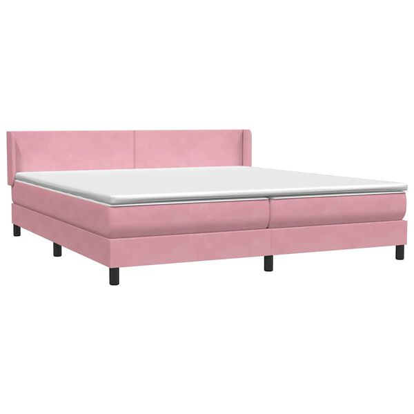 vidaXL Cama box spring con colch&oacute;n terciopelo rosa 180x220 cm