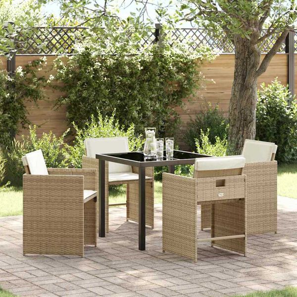 vidaXL Conjunto de Comedor de Jard&iacute;n 5 pcs Beige rat&aacute;n sint&eacute;tico