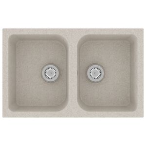 vidaXL Fregadero de cocina Cuarzo y resina 76 x 48 x 30 cm Beige