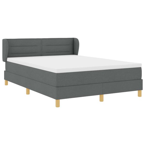 vidaXL Cama tipo Box Spring con colch&oacute;n Gris oscuro 140 x 200 cm tela
