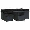 vidaXL Set de sof&aacute;s de jard&iacute;n 7 pzas con cojines rat&aacute;n sint&eacute;tico negro