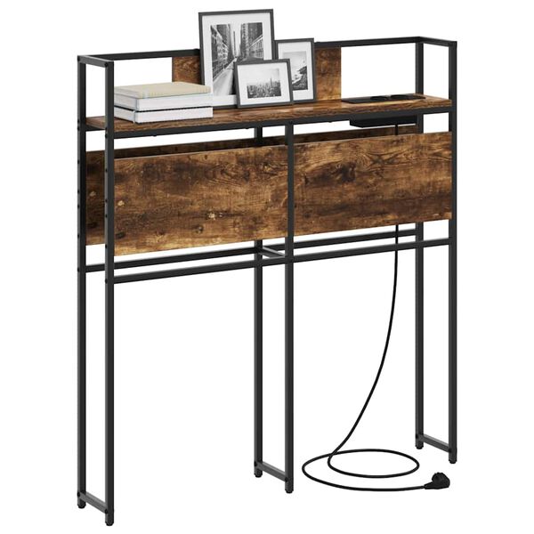 vidaXL Cabecera de almacenamiento con estante Roble ahumado 100 cm