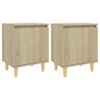 vidaXL Mesitas de noche 2 uds con patas madera roble Sonoma 40x30x50cm