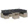 vidaXL Set muebles jard&iacute;n 9 pzas y cojines rat&aacute;n sint&eacute;tico gris claro
