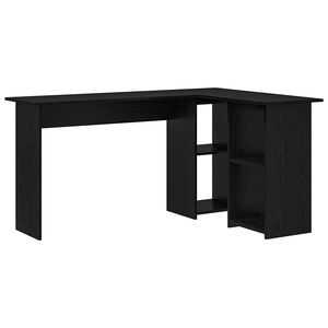 vidaXL Escritorio Roble Negro 142 x 102 x 73 cm Madera de ingenier&iacute;a