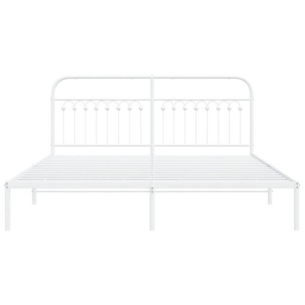 vidaXL Estructura cama sin colch&oacute;n con cabecero metal blanco 183x203cm