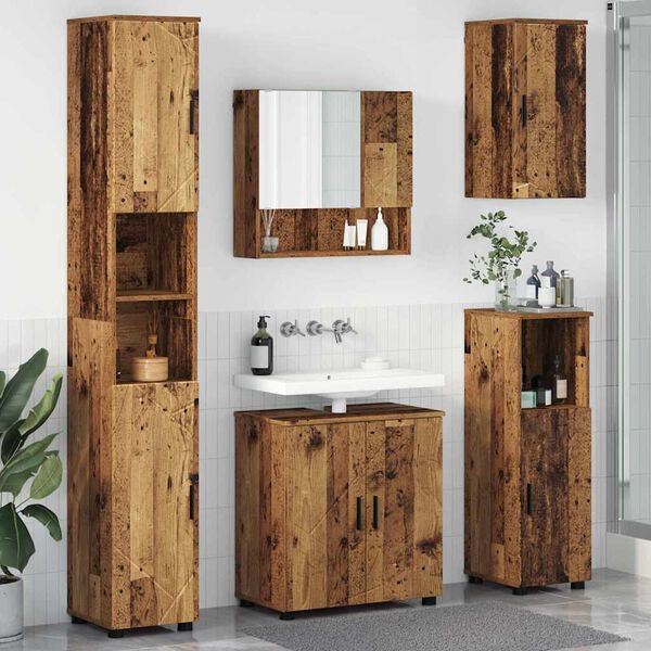 vidaXL Juego de muebles de ba&ntilde;o Montaje en la pared 5 pcs Madera Vieja