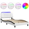 vidaXL Estructura de cama con LED sin colch&oacute;n Hvar blanco negro 100x200 cm