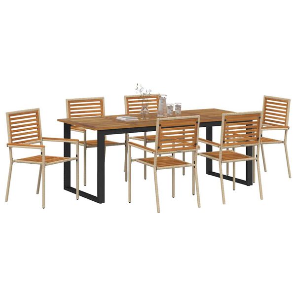 vidaXL Conjunto de Comedor de Jard&iacute;n 7 pcs Beige
