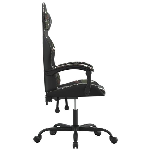 vidaXL Silla gaming cuero sintético negro y camuflaje