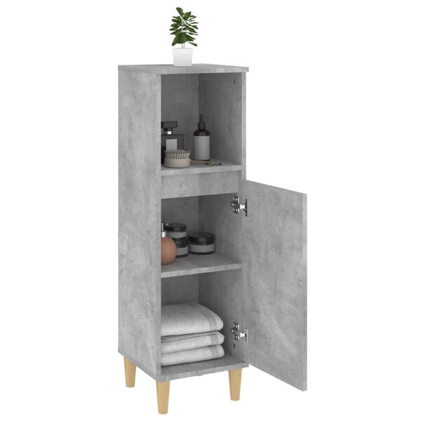 vidaXL Armario de baño madera contrachapada gris hormigón 30x30x100 cm