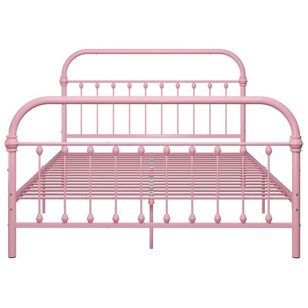 vidaXL Estructura de cama sin colch&oacute;n metal rosa 140x200 cm
