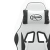 vidaXL Silla gaming cuero sintético blanco y negro