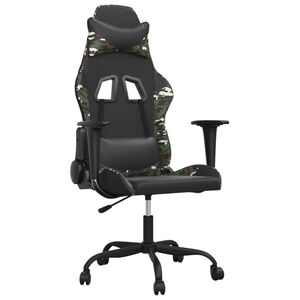 vidaXL Silla gaming de masaje cuero sint&eacute;tico negro y camuflaje