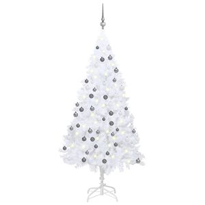 vidaXL &Aacute;rbol de Navidad preiluminado con luces y bolas blanco 120 cm