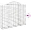 vidaXL Cestas gaviones 12 uds forma de arco hierro 200x30x160/180 cm