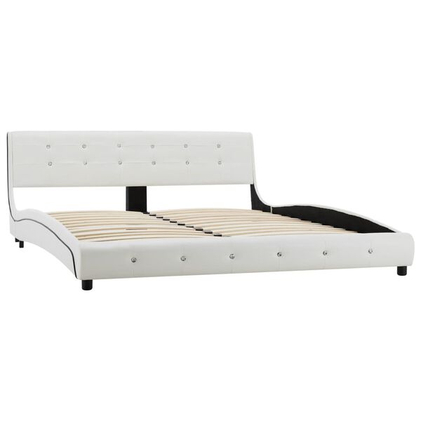 vidaXL Cama y colch&oacute;n viscoel&aacute;stico cuero sint&eacute;tico blanco 160x200 cm