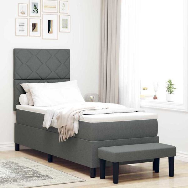 vidaXL Cama tipo Box Spring con colch&oacute;n Gris oscuro 80 x 200 cm tela