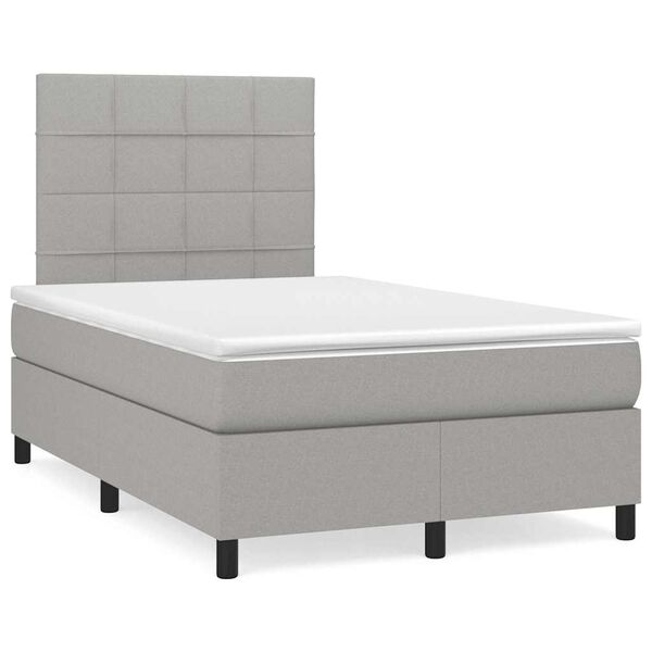 vidaXL Cama box spring con colch&oacute;n y LED tela gris claro 120x190 cm