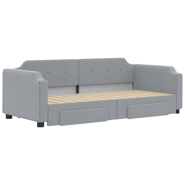 vidaXL Sof&aacute; cama nido con cajones tela gris claro 90x190 cm