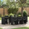 vidaXL Conjunto de Comedor de Jard&iacute;n 9 pcs Negro rat&aacute;n sint&eacute;tico