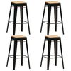 vidaXL Taburetes de cocina 4 unidades madera maciza de mango negro