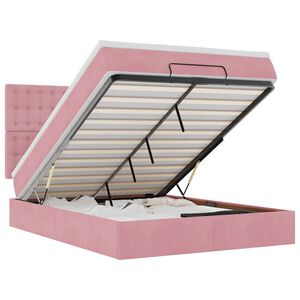 vidaXL Estructura cama otomana colchones terciopelo rosa 140x200cm