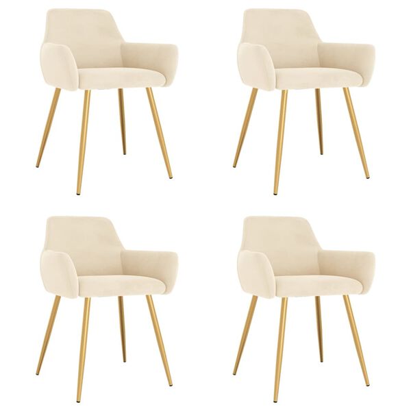 vidaXL Sillas de comedor 4 unidades terciopelo crema