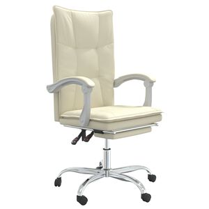 vidaXL Silla de oficina reclinable cuero sint&eacute;tico crema
