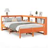 vidaXL Cama con estanter&iacute;a sin colch&oacute;n madera maciza marr&oacute;n 120x190 cm