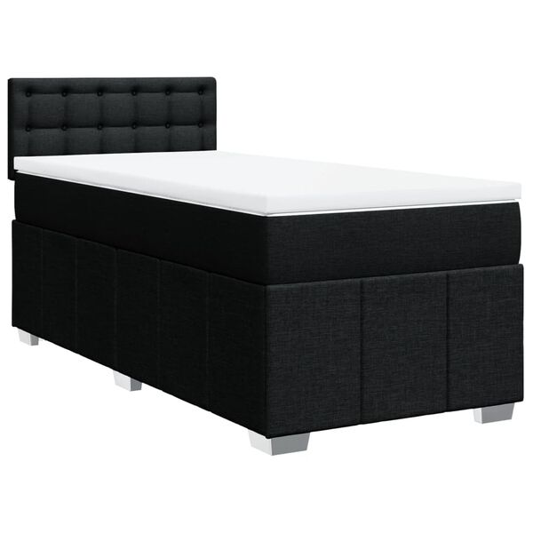 vidaXL Cama box spring con colch&oacute;n tela negro 100x200 cm