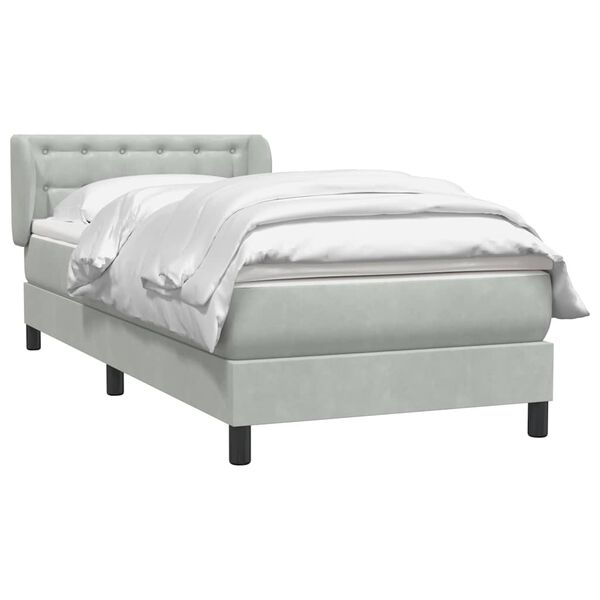 vidaXL Cama box spring con colch&oacute;n terciopelo gris claro 90x220 cm