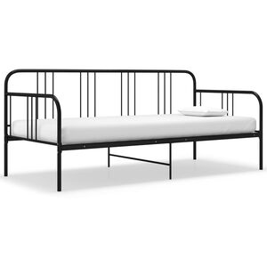 vidaXL Estructura de sof&aacute; cama sin colch&oacute;n metal negro 90x200 cm