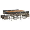 vidaXL Set comedor de jard&iacute;n con cojines 13 pzas rat&aacute;n sint&eacute;tico gris