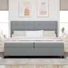 vidaXL Cama tipo Box Spring con colch&oacute;n Gris claro 200 x 200 cm tela