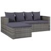 vidaXL Set de muebles de jardín 4 piezas y cojines ratán PE gris
