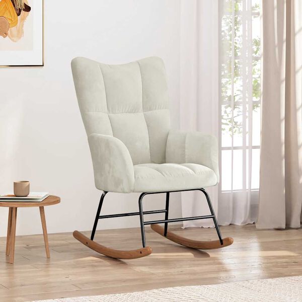 vidaXL Silla mecedora de terciopelo blanco crema