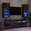 vidaXL Muebles TV pared con LED 5 pzas madera ingenier&iacute;a roble ahumado