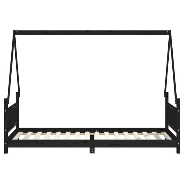 vidaXL Estructura de cama para ni&ntilde;os madera de pino negro 90x200 cm