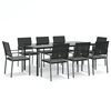 vidaXL Juego comedor jard&iacute;n 9 piezas y cojines rat&aacute;n sint&eacute;tico y acero