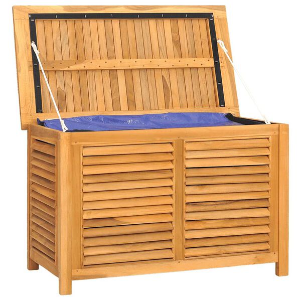vidaXL Caja de almacenaje de jard&iacute;n con bolsa teca maciza 90x50x58 cm