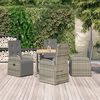 vidaXL Set comedor de jard&iacute;n 5 piezas con cojines rat&aacute;n sint&eacute;tico gris