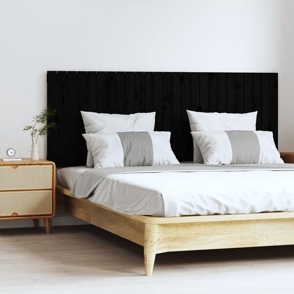 vidaXL Cabecero de cama de pared madera maciza pino negro 159,5x3x60cm